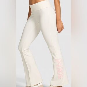 Victoria's Secret Cream Flare Pants with Pink Logo